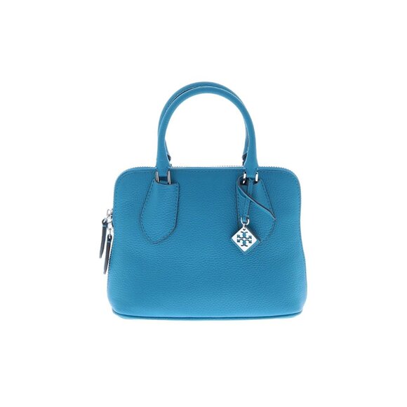 Tory Burch Micro Satchel Teal Pebbled Leather NWOT Top Handle Crossbody - Picture 1 of 5